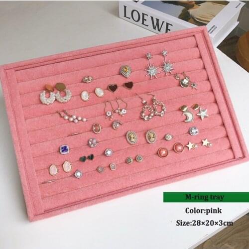 High Quality Pink Velvet Ring Jewelry Display Organizer Box Holder L/M/S Necklace Earrings Storage Box Showcase Jewelry Stand