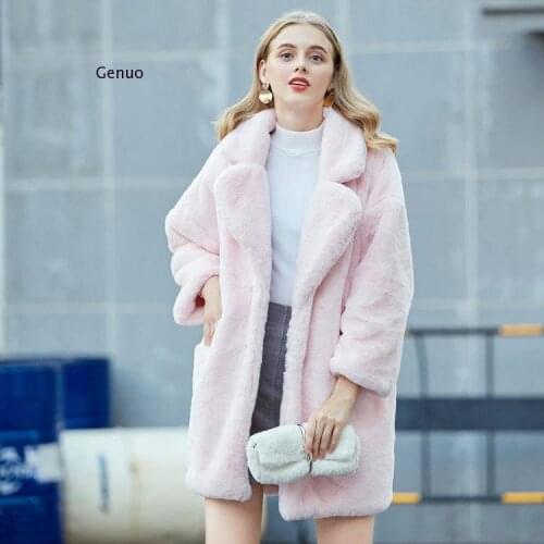 High Quality Women Teddy Coat 2020 Winter Long Furry Faux Fur Coat Shaggy Jacket Plus Size Pink Fur Coats Futro Damskie