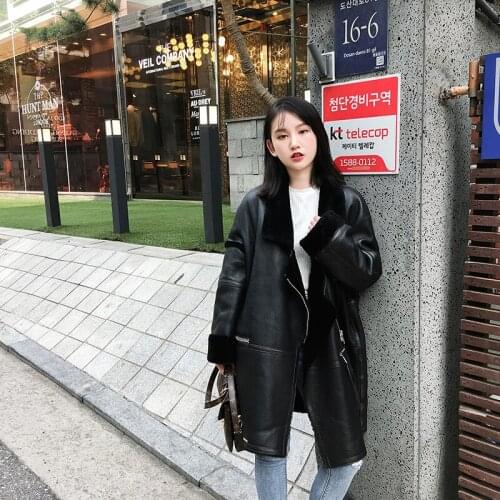 Geniune Leather Jacket Women Sheepskin Leather Double Faced Fur Coat Winter Real Sheep Fur Thick Outwear 17069 MF315