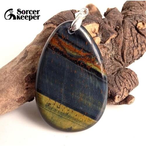 Women & Men Fashion Jewelry Pendant Necklaces With Chain Wholesale Natural Blue Tigers Eye Quartz Stone Colares Femininos BE591