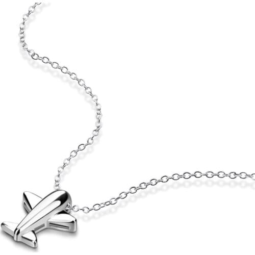 New fashion airplane pendant silver chain Clavicle Short Necklace 100% 925 Sterling Silver Necklace For Women Creative jewelry