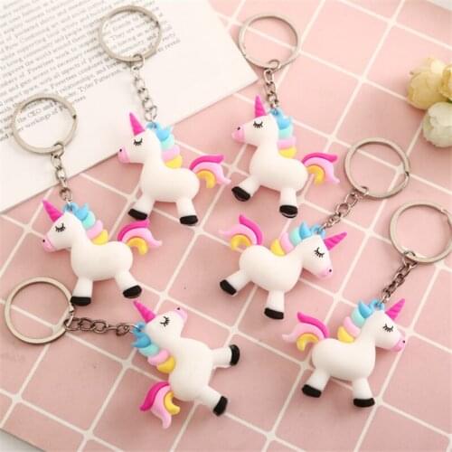 1pcs Unicorn Party Soft Three-dimensional Unicorn Flamingo Keychain Pendant Party Decoration Small Gift Wedding Decoration DIY-C