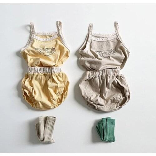 Baby Kids Sets Casual Korean Suspenders Vest Shorts for Boys Toddler Girl Clothing Newborn Child Clothes Summer Baby 2pcs 2020