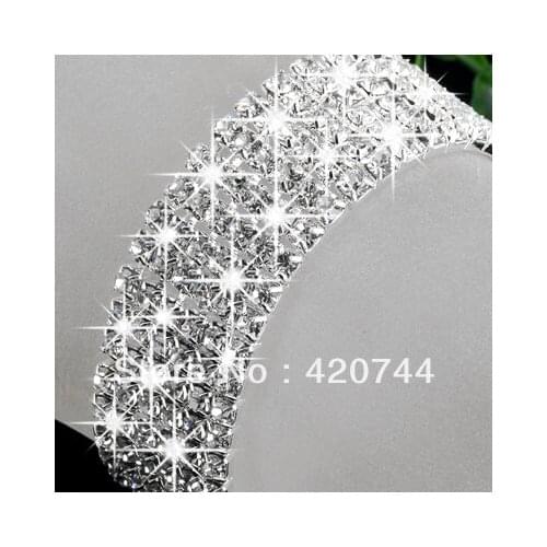 3pcs/Lot Bridal Stretchy 6 Row Rhinestone Bracelet Bangle 20mm FASHION
