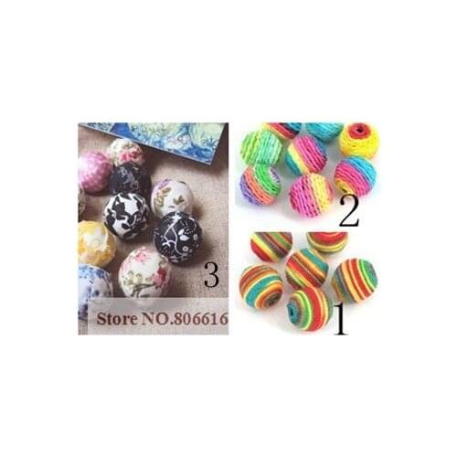 20MM 50Pcs Colorful Cotton Cloth Wax Wire Acrylic Beads Jewelry Accessories