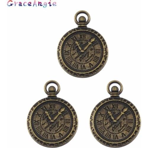 6PCS Antique Antique Metal Zinc Alloy Mixed Clock Charms Pendant for Jewelry Making Diy Decorative Bangle Hanger Key Chain Charm