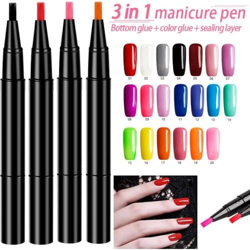 7 Color 3 In1 Nail Supplies For Professionals Women Nail Art Gel Nail Polish Pen Tool Diy Salon Manicure Nail Art Tool To
