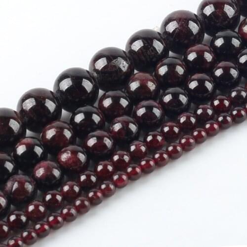 Natural Stone Beads Garnet Round Loose Beads For Jewelry Making 4/6/8/10/12mm DIY Handmade Bracelets