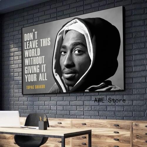 Black Figure Art Star Rapper Tupac Canvas Painting Wall Art Posters Prints Wall Picture for Living Room Home Wall Cuadros Decor