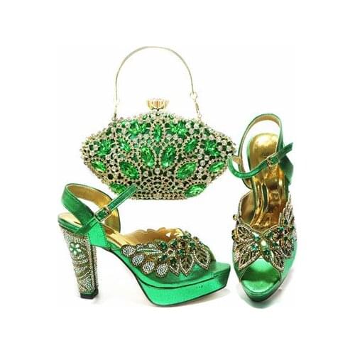 Doershow fahsion Shoes and Bag Set African Sets 2020 Italian Shoe Bag Set Decorated with Rhinestone High Quality!!HAL1-15