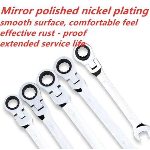 Flexible Ratchet Action Wrench Spanner Nut Tool Head Ratchet Metric Spanner Open End and Ring Wrenches Tool Size