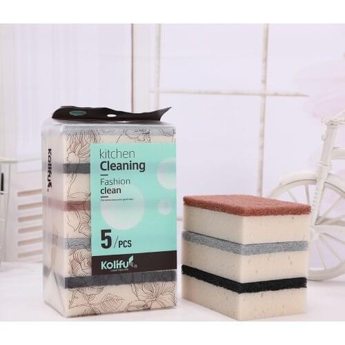 5pc Dishwashing Sponge Kitchen Nano Emery Magic Clean Rub Pot Rust Focal Stains Sponge Removing Kit Cleaning Brush Sponges