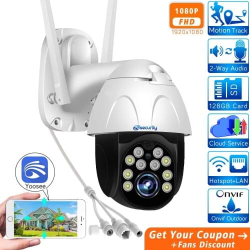1080p WiFi PTZ Camera Auto Tracking Speed Dome Camera Outdoor SD Card Cloud CCTV Video Surveillance Wireless IP Camera Yoosee
