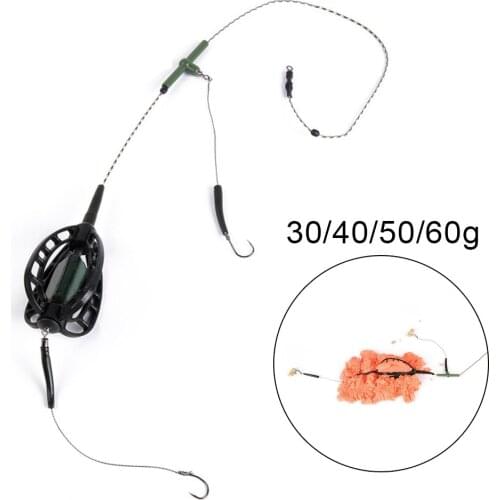 Carp Fishing Inline Method Feeder Cage Hook Rig Fishing Rig Leader Core Line Set Durable Fish Bait Cage Tackle Pesca Iscas