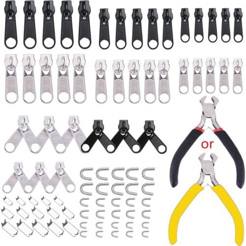 85pcs/set Zipper Repair Kit Sewing Jacket Slider Install Plier Metal Lock Pull Replacement Head Garment Accessories