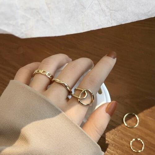 Fashion Jewelry 5pcs Rings Set Hot Selling Cooper Metal Hollow Round Opening Women Finger Ring For Girl Lady Party Wedding Gifts