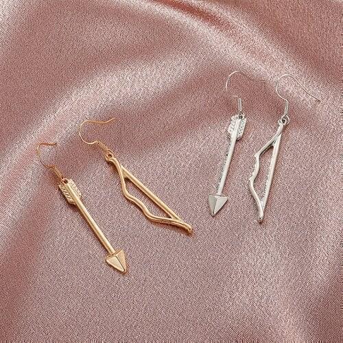 Creative Asymmetric Bow Arrow Pendant Earrings Fashion Wedding Gold Silver Color Earrings Jewelry Party Accessories Gift
