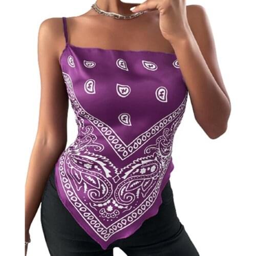 Summer Crop Vest Women 2021 Vintage Paisley Print Plus Size Tanks Top Sexy Low Cut Backless Bowknot Lady Camisole Night Club