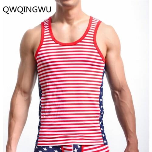 Men Undershirts Male Hiphop Fashion American Flag Printed Vest Mens Undershirt Men Bodybuilding Fitness Sleeveless Undershirt