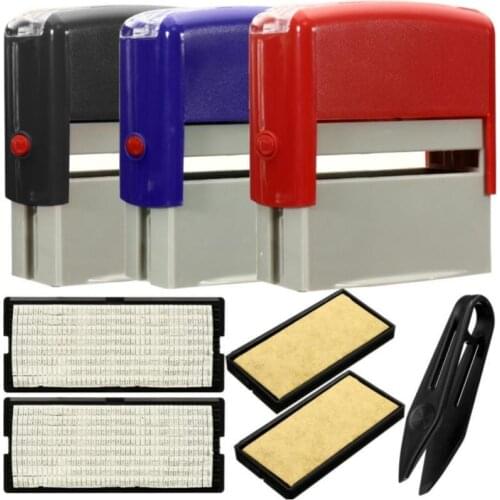 Self Inking Stamp Set Custom Personalised DIY Business Name Number Address Printing Rubber Stamp Tweezers Kit office supplies