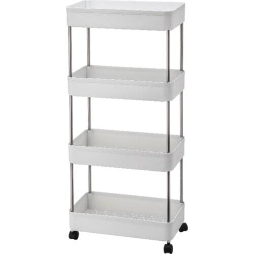 Kitchen Bathroom Trolley Floor Shelf Multi-Layer Removable Storage Rack Space Saving Mobile Storage Rack Organizer with Wheels