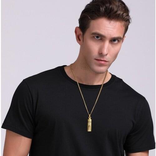 New Perfume Bottle Necklace Pendant Stainless Steel Can Be Opened European and American Fashion Mens Jewelry