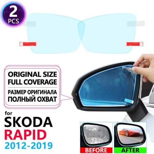 Full Cover Anti Fog Film Rainproof Rearview Mirror for Skoda Rapid 2012~2019 Protective Films Clean Accessories 2014 2017 2018