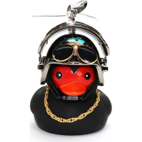 Rubber Duck Car Decorations Black Duck Car Dashboard Ornaments with Propeller Y4UD