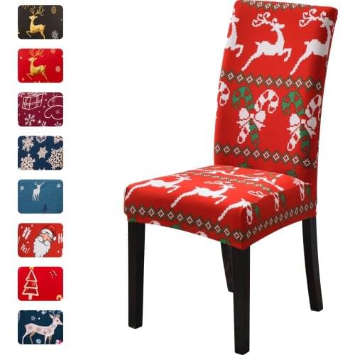 Christmas Chair Covers Elastic Stretch Universal Size Dining Chair Cover Case for Kitchen Xmas Decoration
