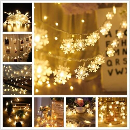 2/3/6m Snowflake Christmas Fairy Lights Ornaments Christmas Decorations for Home 2021Xmas Tree Decorations Navidad New Year 2022