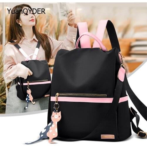 2021 Fashion Anti Theft Women Black Backpacks Waterproof Oxford School Bag for Teenage Girls Pretty Style Travel Backpack Female