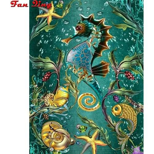 Seahorse Diamond Painting Cross Stitch Diamond Embroidery Animals Picture Of Rhinestones Diamond Mosaic Handmade Hobby