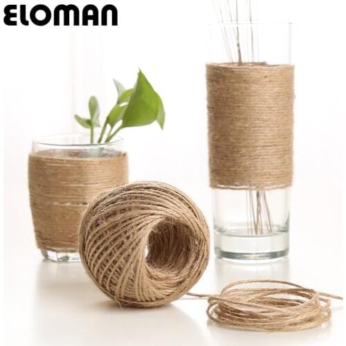 ELOMAN 10PCS 50M 1.5mm Natural Burlap Hessian Jute Twine Wedding DIY carft decorations