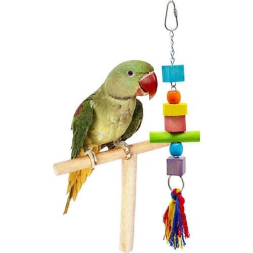 Creative Bird Toy Colorful Natural Wooden Bird Cage Hanging Toys With Tassel Interactive Parakeet Pigeon Chew Toys Accessories