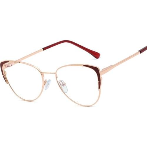 Veshion Cat Eye Metal Glasses Frames Anti-blue Light Ultralight Women Optical Fashion Computer Glasses