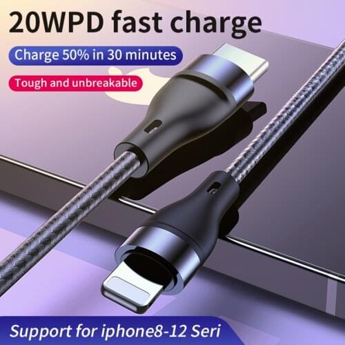 New PD20W USB Type C Cable Fast Charging Cable to Lightning Data Cable Charger Cord for Xiaomi iPhone 12 11 Max Pro ipad Macbook