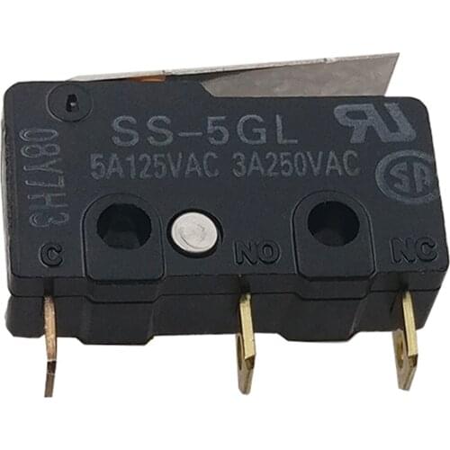 10pcs/lot SS-5GL Omron micro switch small stroke limit switch 3 feet SS5GL with handle swing rod 5A