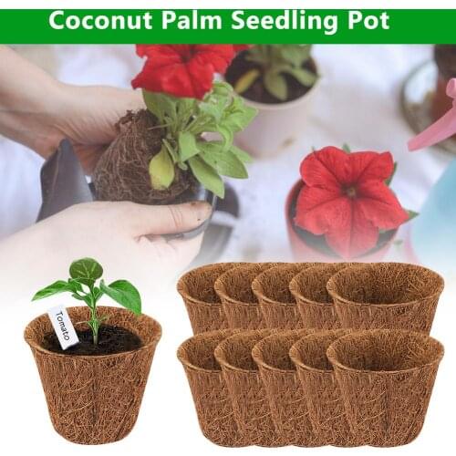 10pcs Coconut Palm Seedling Pot Environmentally Friendly Decomposable Seedling Bowl Natural Breathable Storage Basin