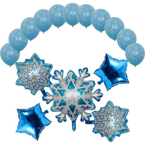 15 pcs/set snowflake foil balloons 12 inch snow latex balloon globos christmas birthday wedding party decor baby show ballon