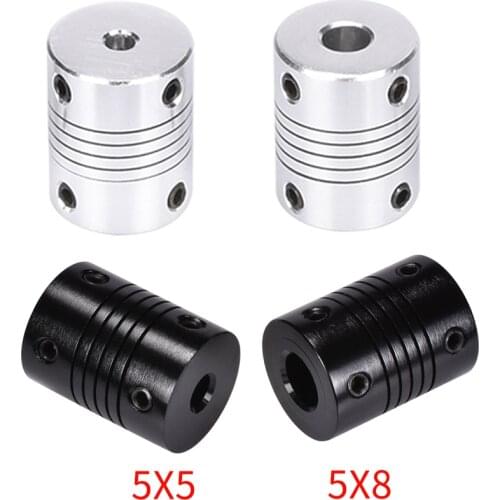 2PCS Shaft Coupling 5x8mm 5x5mm Flexible Coupling Coupler Stepper Motor Aluminum Alloy Z Axis for Lead Screw 3D printer Parts