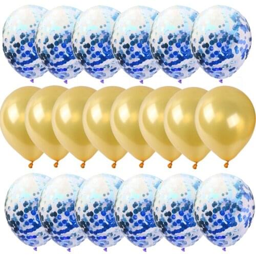 20pcs blue Gold Balloons Confetti ballon Birthday deco Party Wedding Decoration Wedding Anniversary globals Helium Balloon