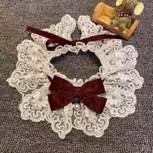 2021 Cat Handmade Large Lace Bow Bib Tie Pet Accessories Lace Dog Necklace Dogs Festival Bow Tie
