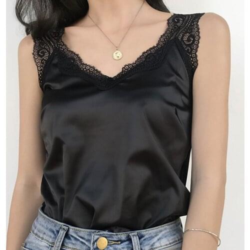 2021 Summer Women Clothes White Lace Backless Sexy Camisole Satin Silk Tops Black Cami Vest Woman Plus Size Tank Top Haut Femme