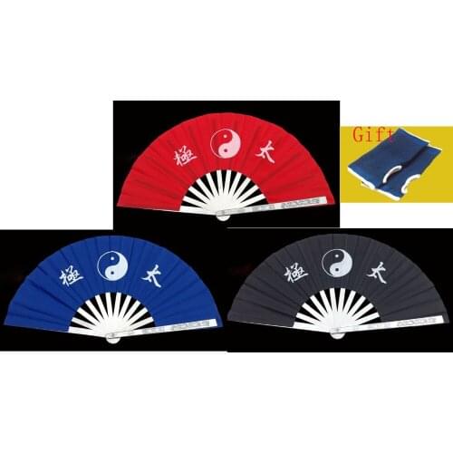 3color high quality red/blue/black Stainless steel fan rib martial arts wushu tai chi fan kung fu exercise taiji quan fans