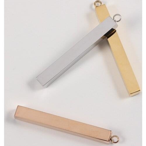 30Pcs/Lot Real Stainless Steel Mirror Polish Long Square Blank Bar Charms Pendant For DIY Jewelry Making Wholesale 4.9*43mm