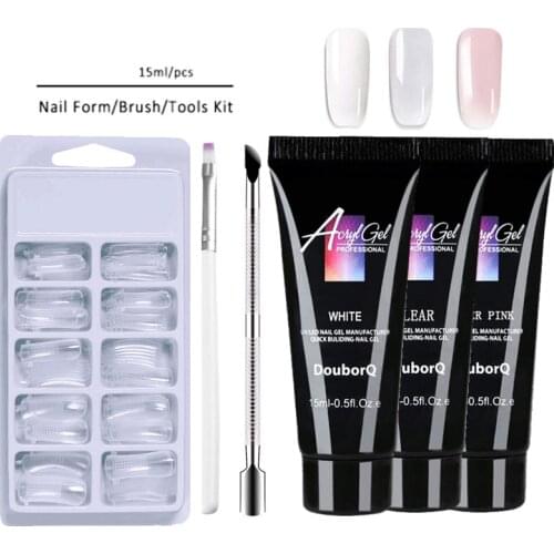 4pc/set clear white pink Poly Nail Gel Set Crystal Acrylic Gel For Nail Extention Fake Tips LED UV Gel Nail Art Polish Manicure
