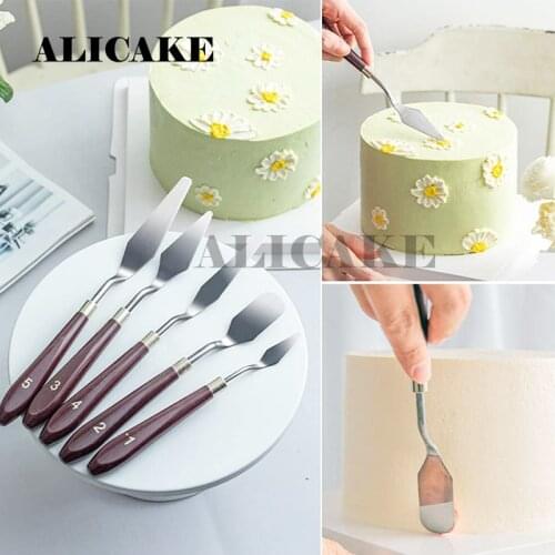 5Pcs/Set Stainless Steel Cake Cream Spatula Cake Painting Scraper Palette Knife For Cake Decorating Fondant Chocolate Tools