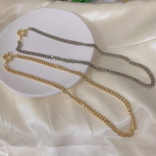 5PCS, Gold Silver Color Metal Curb Link Chain Necklace Jewelry Accessories