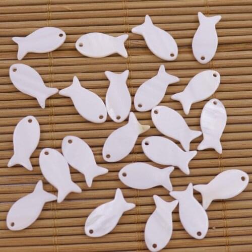50 PCS 8mmX16mm Fish Shell Natural White Mother of Pearl Charms