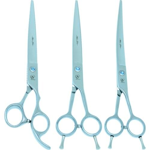 8.0 Inch Big Pet Grooming Scissors Japan Steel Straight Cats Dog Hair Cutting Shears Animals Curved Tijeras Dogs Trimmers B0061A